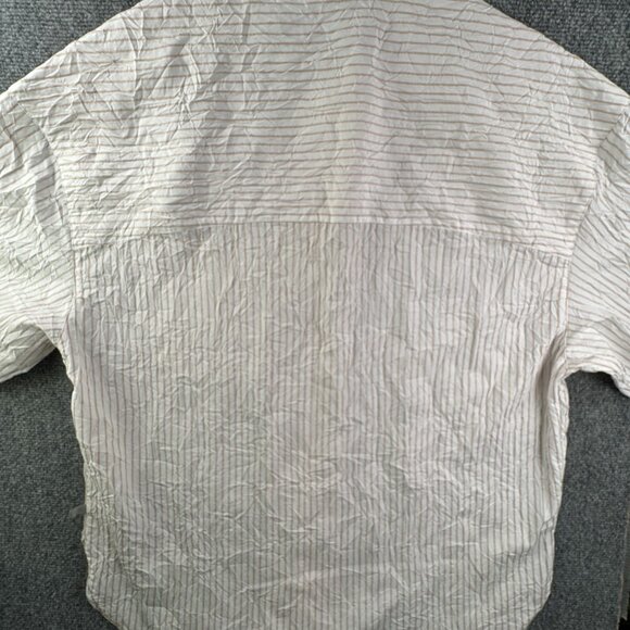 Standard Cloth Button Up Shirt Men's Size Large Striped Beige Short Sleeve NWT - Picture 10 of 11